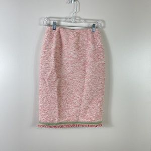 LAFAYETTE 148 womens size 2 pink tweed fringe hem straight pencil skirt
